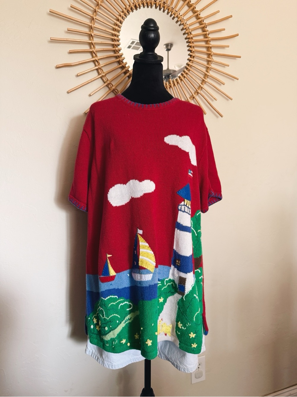 Quacker Factory Red Lighthouse Knit